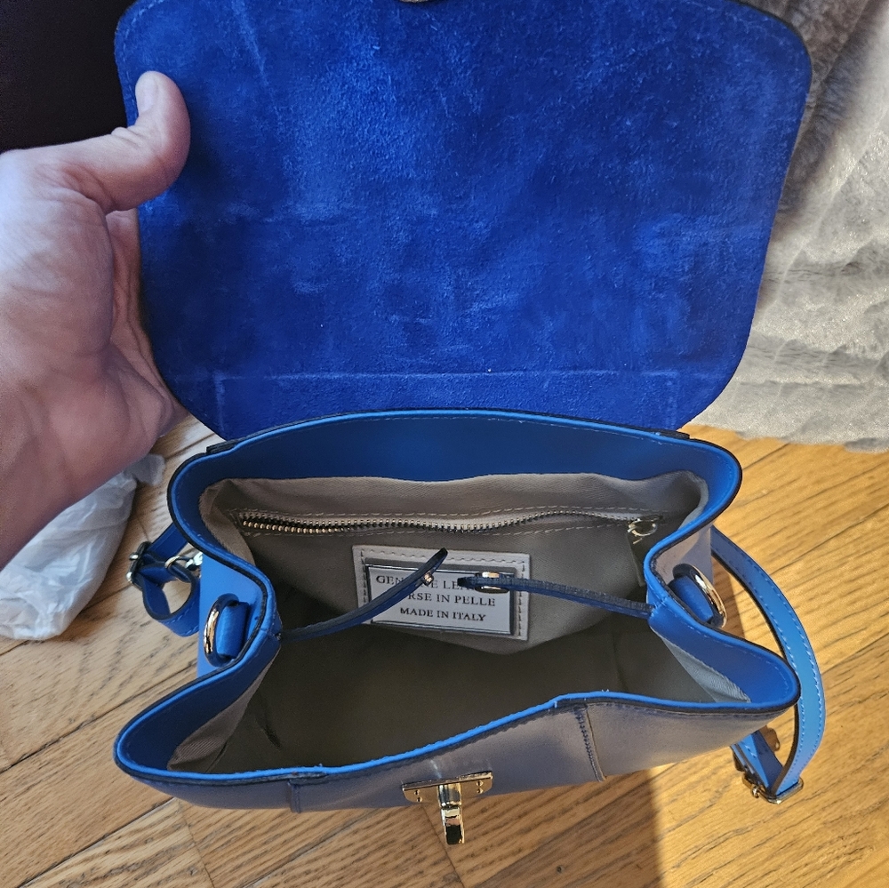 Viola Castellani Blue Italian Leather Mini Backpack Purse NWT - Picture 7 of 8
